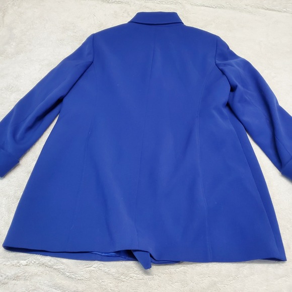 Tahari ASL Royal Blue 3/4 Sleeve Long Blazer Jacket Plus Size 14W Office Classic - Picture 6 of 10